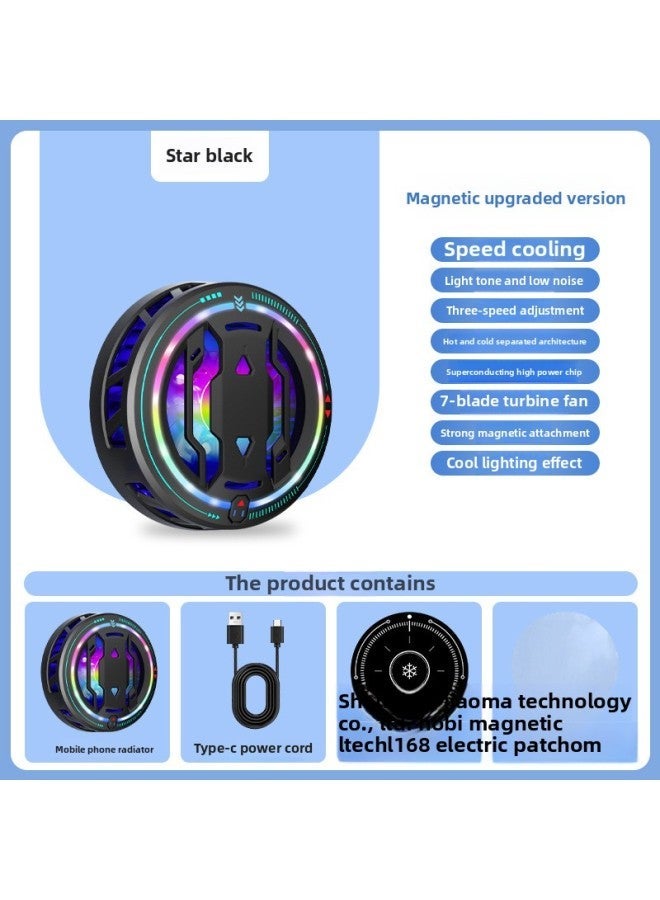 The S9 Magnetic Digital Display Mobile Phone Semiconductor Radiator Silent Cooling Live Game Artifact-Color:RS6-Streamed Third-gear Radiator-Xingyao Black (Third-gear Adjusting Streamed Switch) - Image 1